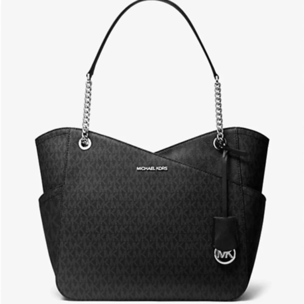 Large Black Michael Kors Tote-Silver Hardware NWT - Picture 1 of 7